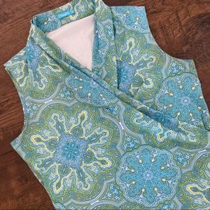 J.Mclaughlin Catalina Cloth Gulf Sleeveless
Wrap Top Medallion Print Sz M